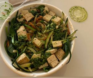 Build a bowl with tofu, spinach, zucchini noodles, and carrots.  at SoFresh - Fowler Ave in Tampa