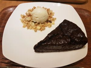 tofu chocolate cake at Sekai Cafe  in Tokyo