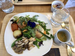 Vegan mushroom open-faced sandwich - YUM!! at Sekai Cafe  in Tokyo
