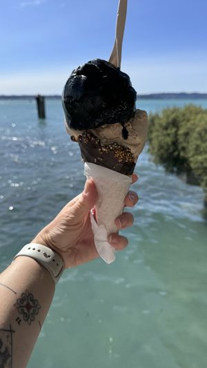 Black Hawaii (try it!) & Nocciola  at Mirkoz Ice Cream in Sirmione