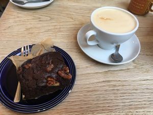 Super juicy and nutty brownie :3  at Oak Street Cafe in Manchester