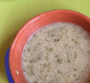 Oatmeal soup at Green Food Service in Oranjestad