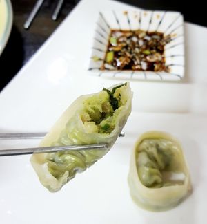 Vegetable dumplings - close-up at Chorokddeul Green Field - 초록뜰식당 in Seoul