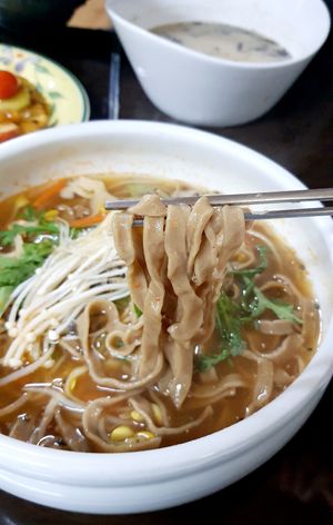 Vegetable Kalguksu - close-up at Chorokddeul Green Field - 초록뜰식당 in Seoul