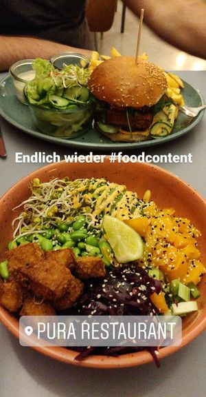Vegan bowl and burger at Pura in Breitbrunn Am Chiemsee
