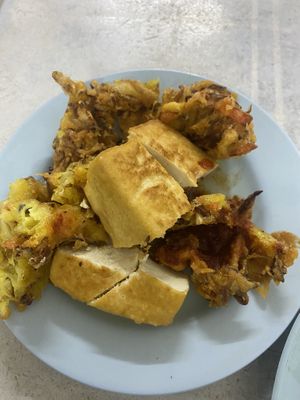 Fried tofu and veggies fritters   at Da Fei Char Mee Hoon in Penang