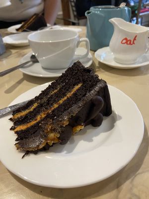 Vegan Choc and Orange cake with tea  at Pimento Tea Rooms in Lincoln