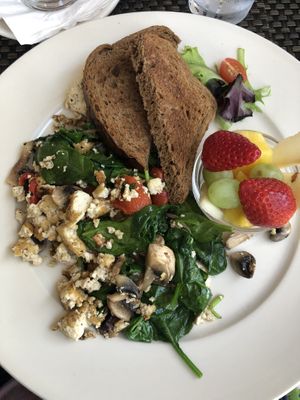Tofu scramble with toast (we also got a side of avocado) at Sunnyside Cafe in Sarasota