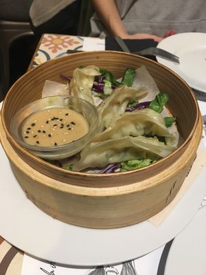 Vegan gyozas at El Jardin de los Dragones in Murcia