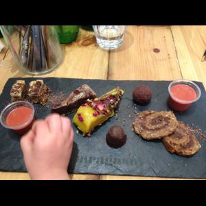 cake slate at Asparagasm in Nailsworth