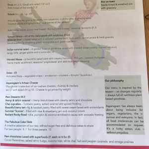 menu at Asparagasm in Nailsworth