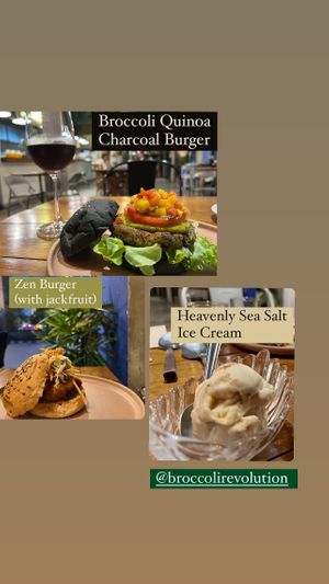 Broccoli Quinoa Burger, Zen Burger, Heavenly Sea Salt Ice Cream   at Broccoli Revolution - Sukhumvit Rd in Bangkok