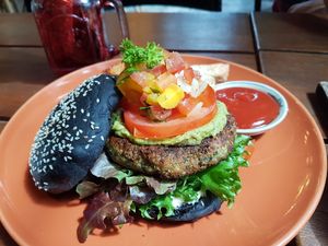 Signature charcoal burger at Broccoli Revolution - Sukhumvit Rd in Bangkok