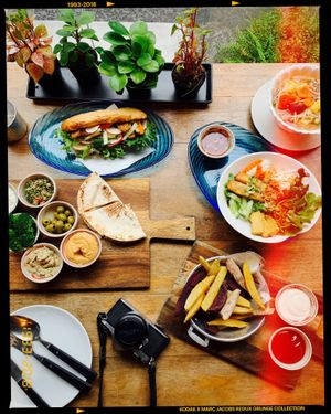 Banh my, tortilla, canh chua, bun tron, some fried potatoes at Broccoli Revolution - Sukhumvit Rd in Bangkok