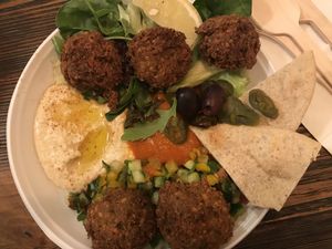 Falafel plate at Zatar Falafel & Hummus in Vilnius