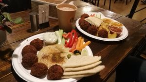 Fallafel with hummus and chai tea at Zatar Falafel & Hummus in Vilnius