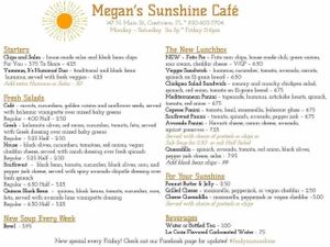 Menu at Megan's Sunshine Cafe - Food Truck in Crestview