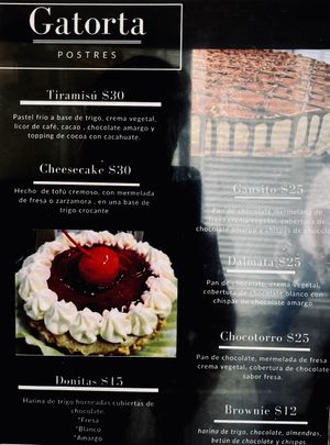 Dessert menu  at Gatorta - Food Stand in Mexico City