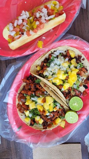 Tacos Seitan & great Hotdog at Gatorta - Food Stand in Mexico City
