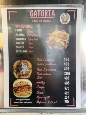 Menu  at Gatorta - Food Stand in Mexico City