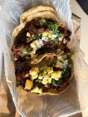 Taco (pastor) and taco (chorizo)  at Gatorta - Food Stand in Mexico City