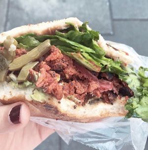Chorizo torta at Gatorta - Food Stand in Mexico City
