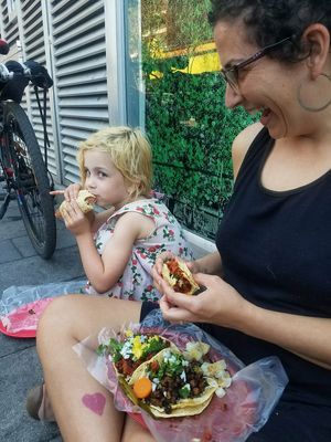 The tacos are huge, and my kid loved 'em too! at Gatorta - Food Stand in Mexico City