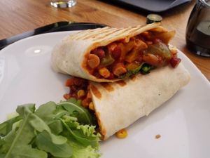 Mexican wrap with seitan, very yummy! at Forky's - Jakubské Nam. in Brno