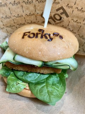 fish burger  at Forky's - Jakubské Nam. in Brno