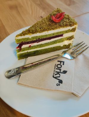 Matcha cake at Forky's - Jakubské Nam. in Brno
