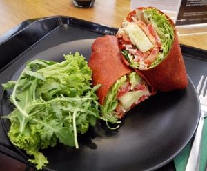 My favourite: raw veggie wrap with cashew cheese in vegetable leather! at Forky's - Jakubské Nam. in Brno
