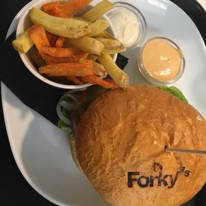 such a good burger!! at Forky's - Jakubské Nam. in Brno