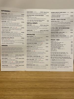 Menue 9 March 2020 at Forky's - Jakubské Nam. in Brno