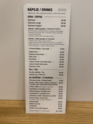 Menue 9 March 2020 at Forky's - Jakubské Nam. in Brno