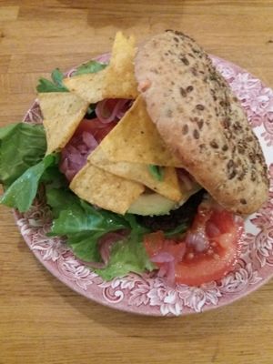 Speedy Gonzales burger with bean pattie at Video Video in Copenhagen