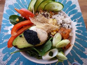 rafael bowl with sushirice, aioli and more at Video Video in Copenhagen