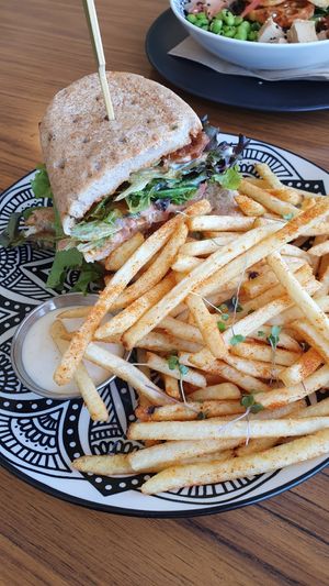 Tempeh Burger at The Alkaline Cafe in Albany