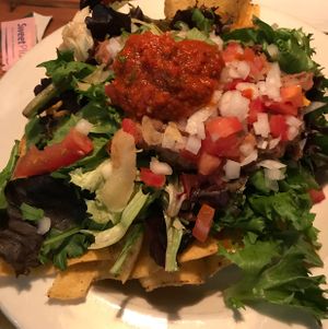taco salad, no cheese or sour cream at Bullwinkle's Saloon & Eatery in West Yellowstone