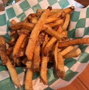 excellent fresh cut fries  at Bullwinkle's Saloon & Eatery in West Yellowstone
