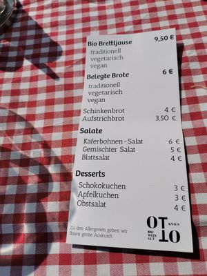 Speisekarte at Bioweingut Otto Knaus in Sulztal