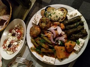 Koukouvagia and Vegetarian Special Plate at Kellari in Crete