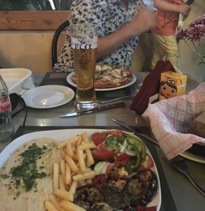 Grilled vegetables and hummus at Kellari in Crete