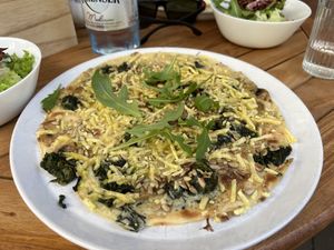 Pancake with spinach and mushrooms  at Pfefferminzje in Koblenz