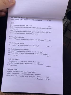 Menu at Pfefferminzje in Koblenz