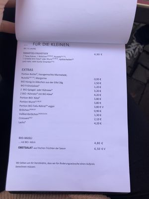 Menu at Pfefferminzje in Koblenz
