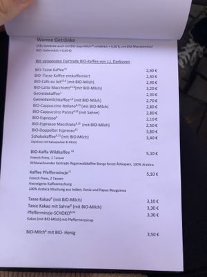 Menu at Pfefferminzje in Koblenz