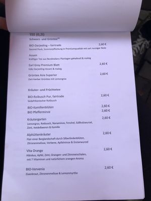 Menu at Pfefferminzje in Koblenz