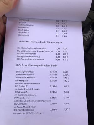 Menu at Pfefferminzje in Koblenz