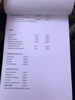 Menu at Pfefferminzje in Koblenz