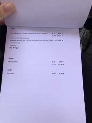 Menu at Pfefferminzje in Koblenz